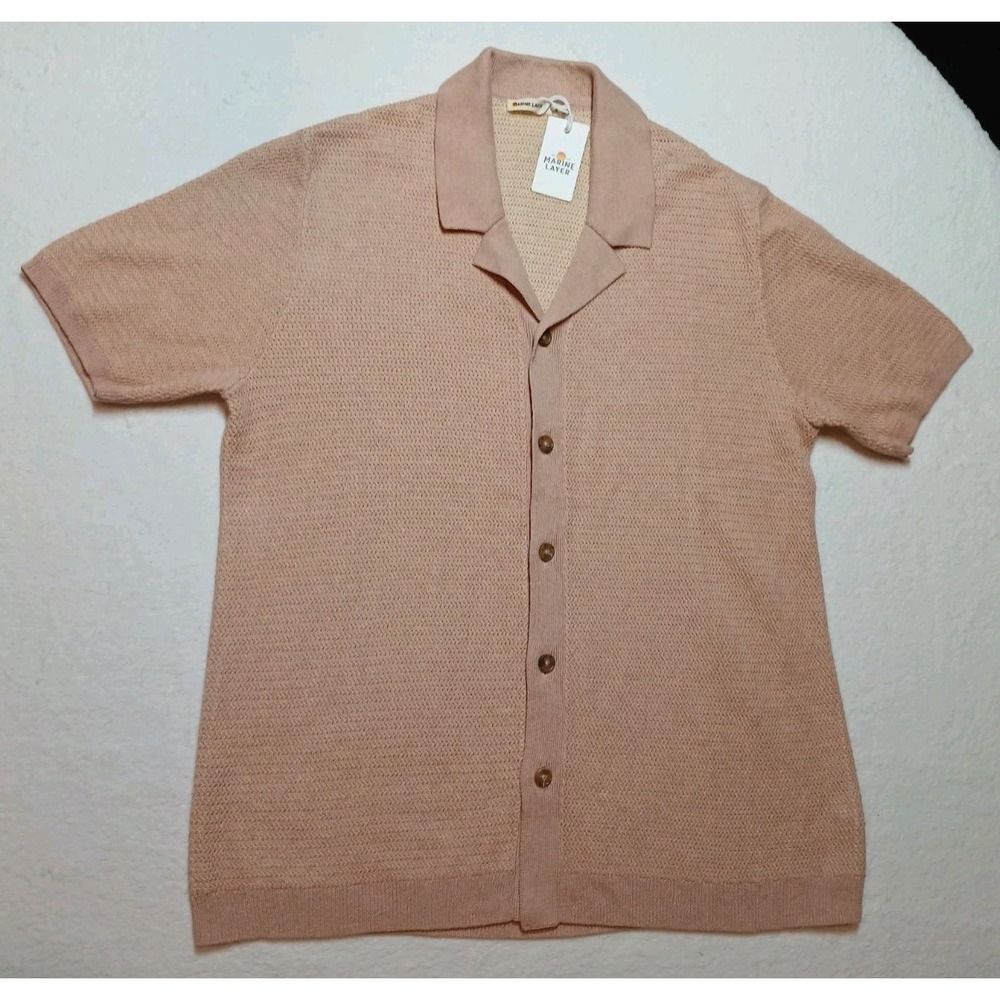 Marine Layer Asher Sweater Resort Shirt Medium M NWT Raw Earth Cotton Knit Polo